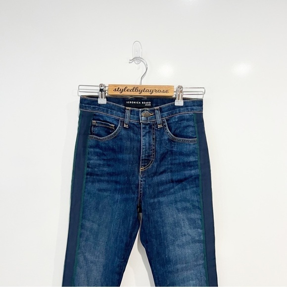 Veronica Beard Carly Kick Flare High Rise Jeans Medium Vintage Stripe - Picture 4 of 13